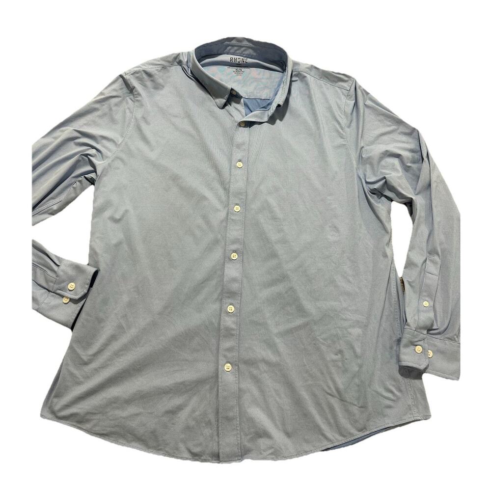 Rhone Shirt Mens XL‎ Light Blue Checked Classic Fit Button Up lightweight